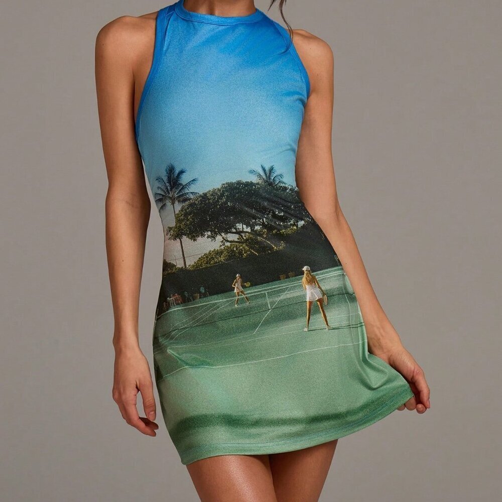 Multicolor Casual Women's Printed Mini Tennis Dress